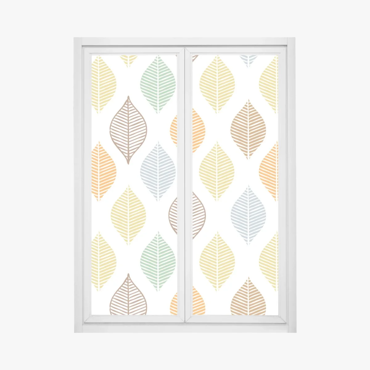 Naklejka na okno pastelowy wzór liści na ścianę – Wallissimo® Naklejka na okno pastelowy wzór liści na ścianę – Wallissimo®