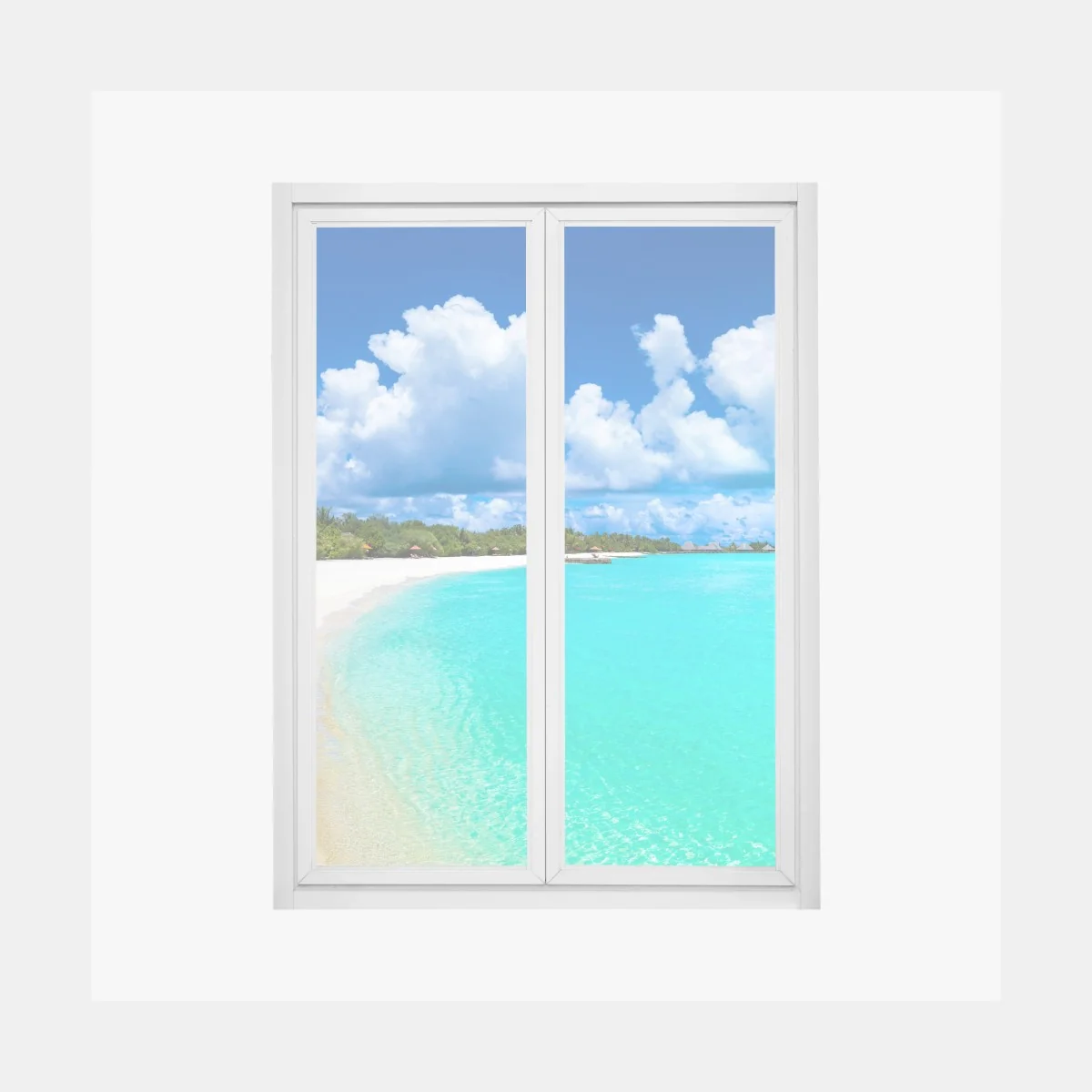 Naklejka na okno Malediwy turkusowa plaża panorama – Wallissimo® Naklejka na okno Malediwy turkusowa plaża panorama – Wallissimo®