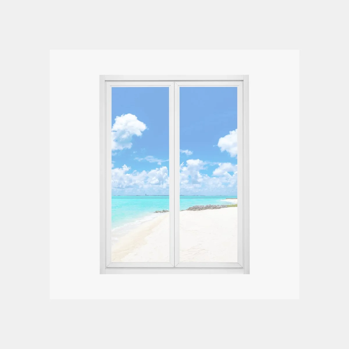 Naklejka na okno Malediwy turkusowa plaża panorama – Wallissimo® Naklejka na okno Malediwy turkusowa plaża panorama – Wallissimo®