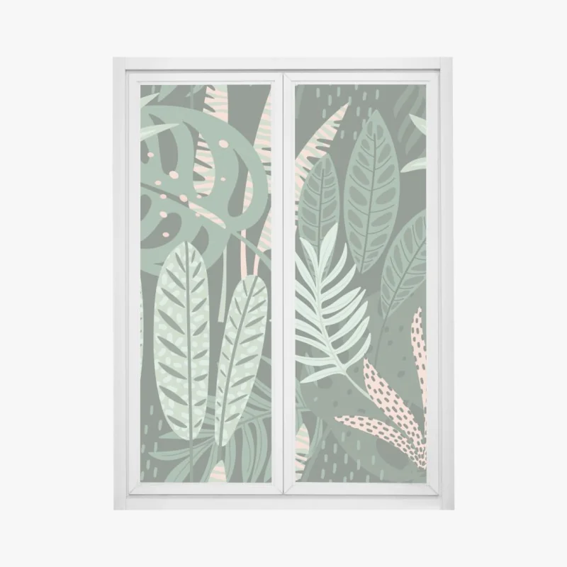 Naklejka na okno intensywna zielona spirala kwiatowa – Wallissimo®