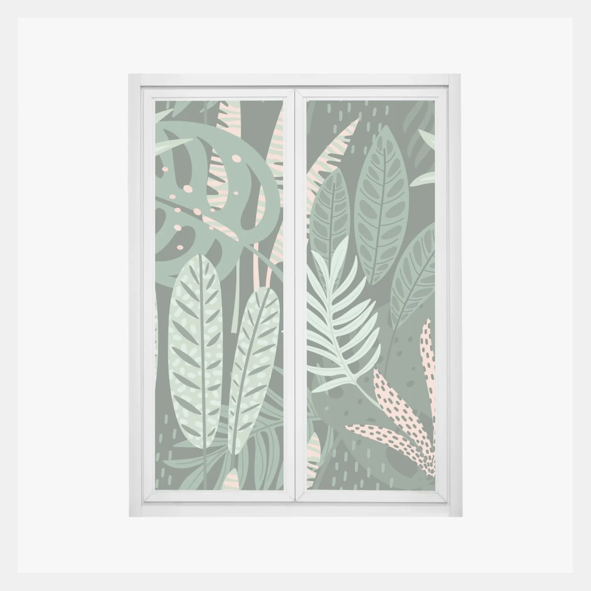 Naklejka na okno tropikalny wzór liściowy – Wallissimo® Naklejka na okno tropikalny wzór liściowy – Wallissimo®