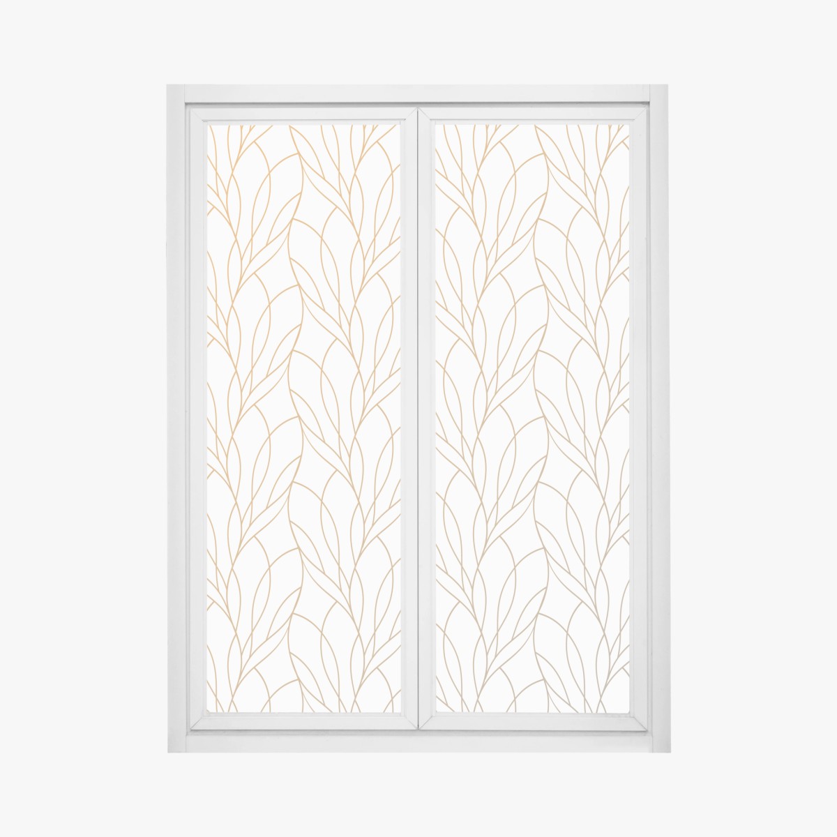 Naklejka na okno złoty wzór liści na białym tle – Wallissimo®