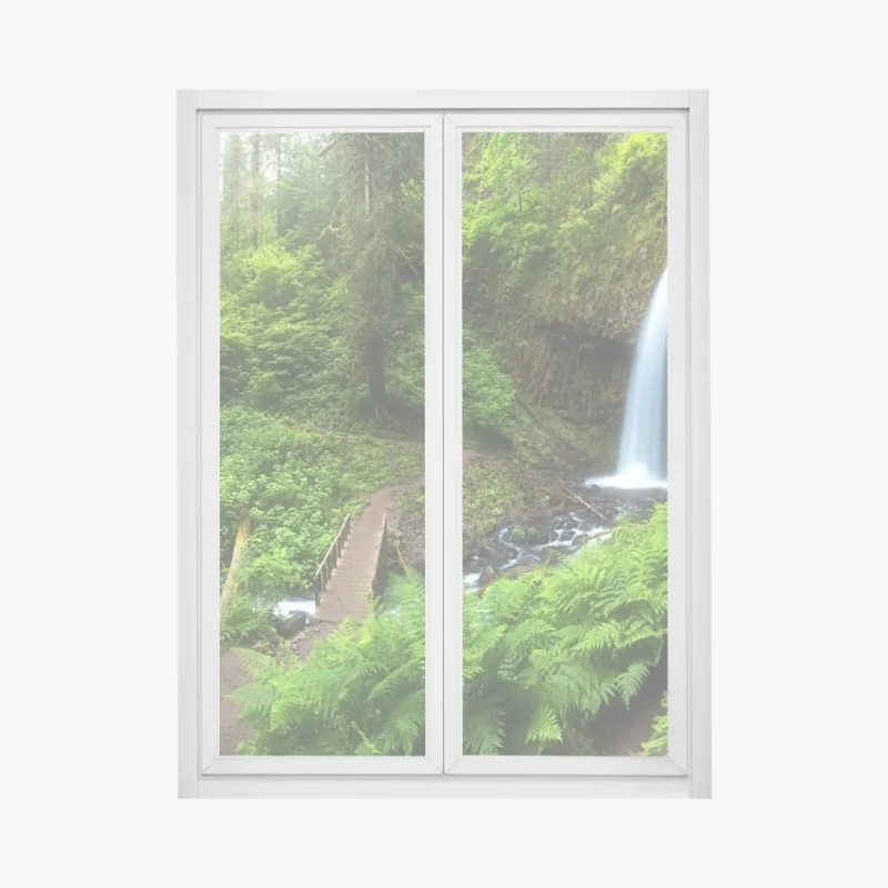 Naklejka na okno spokojna ścieżka w lesie bambusowym – Wallissimo®