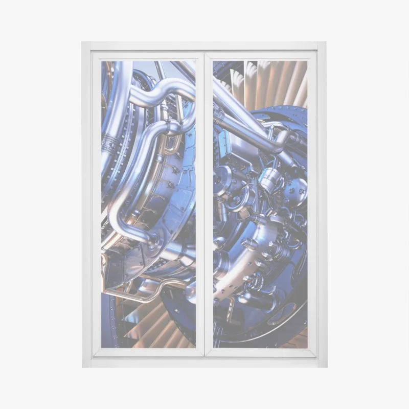 Naklejka na okno widok z lotu ptaka na nadmorskie miasteczko z falami – Wallissimo®