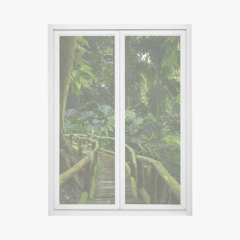 Naklejka na okno spokojna ścieżka w lesie bambusowym – Wallissimo®