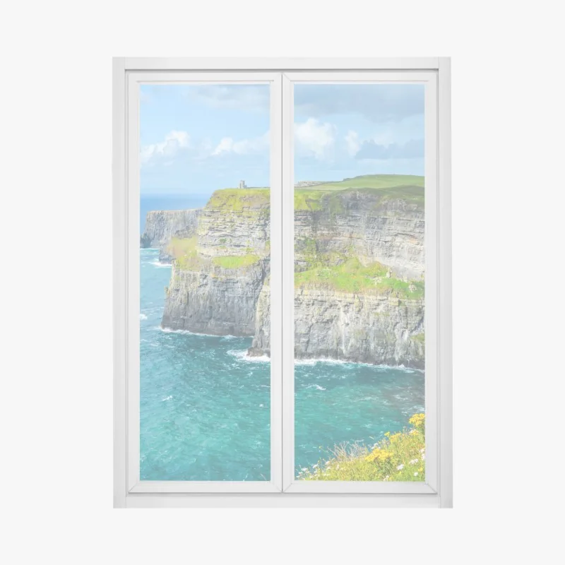 Naklejka na okno Dallas panorama miasta o zachodzie słońca – Wallissimo®