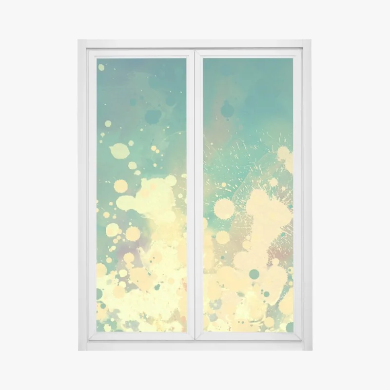 Naklejka na okno pastelowy tropikalny wzór botaniczny z żurawiami – Wallissimo®