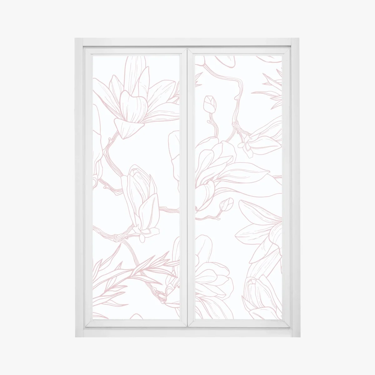 Naklejka na okno delikatny wzór magnolii w miękkim różu – Wallissimo® Naklejka na okno delikatny wzór magnolii w miękkim różu – Wallissimo®