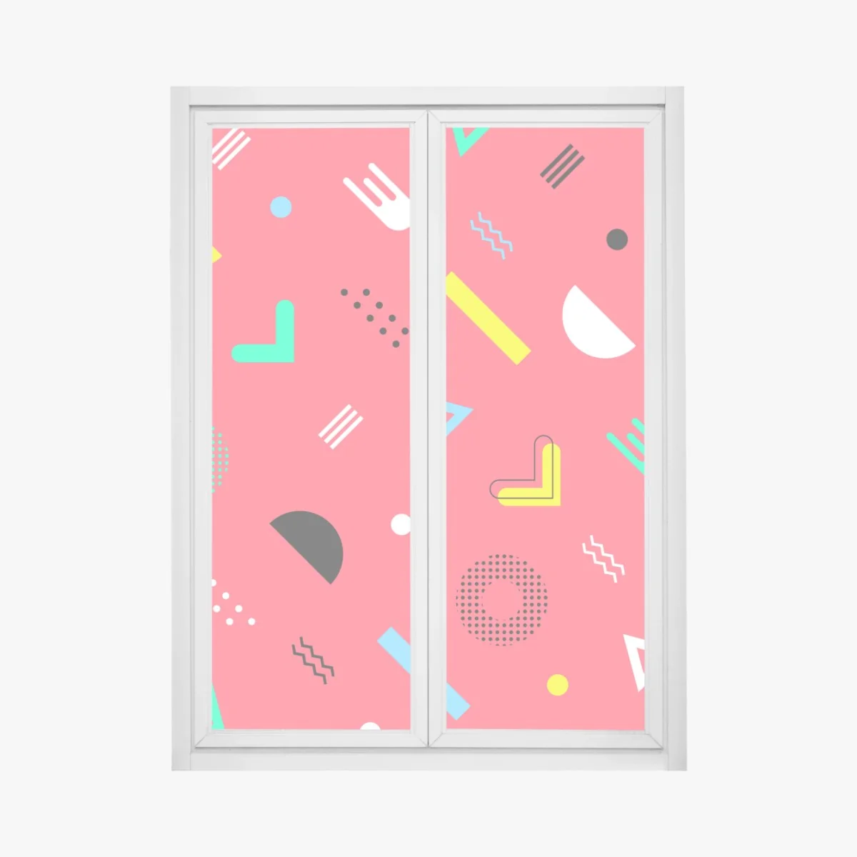 Naklejka na okno żywy memphis geometryczny wzór – Wallissimo® Naklejka na okno żywy memphis geometryczny wzór – Wallissimo®