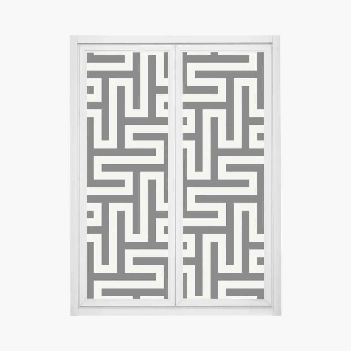 Naklejka na okno geometryczny wzór labiryntu w beżu i czerni – Wallissimo®