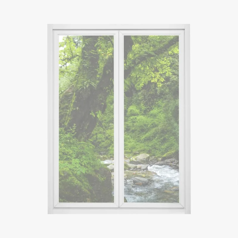 Naklejka na okno mglisty sosnowy las nocą – Wallissimo®