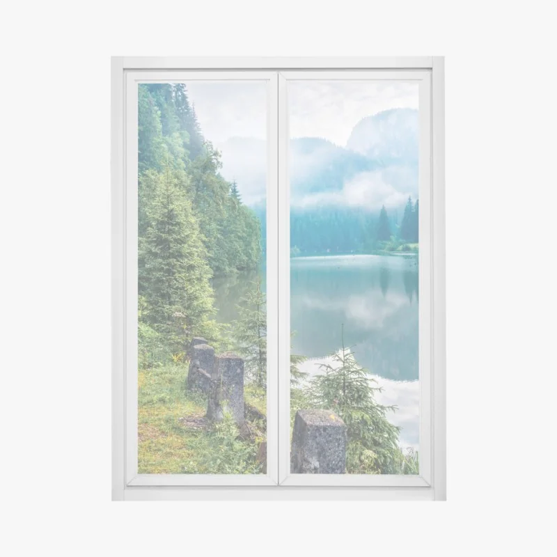 Naklejka na okno słoneczna ścieżka ogrodowa prowadząca do zamku – Wallissimo®