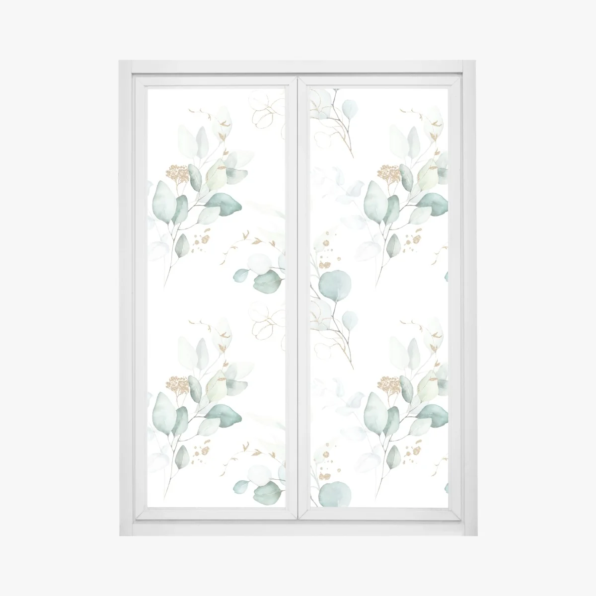 Naklejka na okno akwarelowy wzór eukaliptusa w zieleni – Wallissimo® Naklejka na okno akwarelowy wzór eukaliptusa w zieleni – Wallissimo®