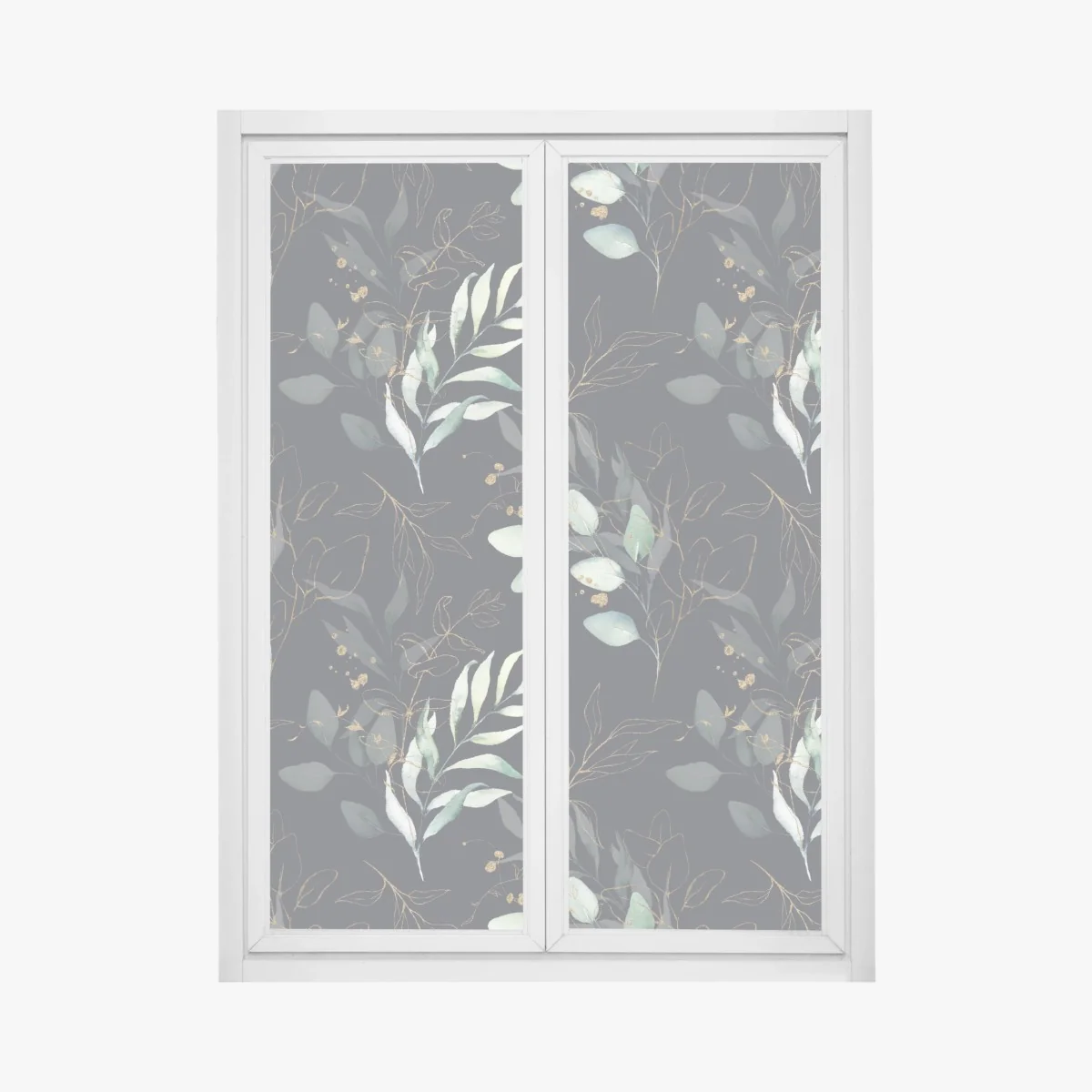 Naklejka na okno akwarelowe liście eukaliptusa na ciemnym tle – Wallissimo®