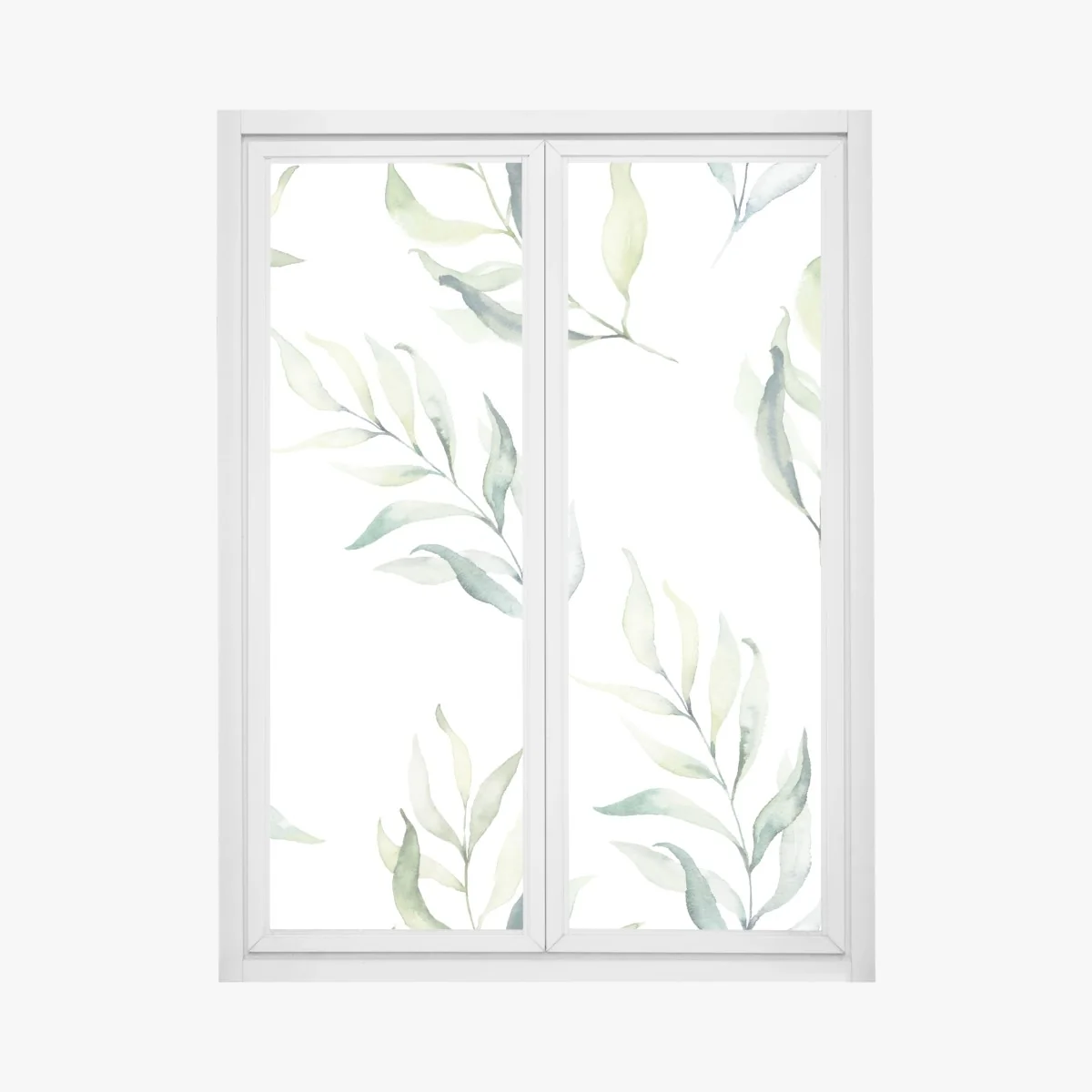 Naklejka na okno delikatny akwarelowy wzór z liśćmi eukaliptusa – Wallissimo® Naklejka na okno delikatny akwarelowy wzór z liśćmi eukaliptusa – Wallissimo®