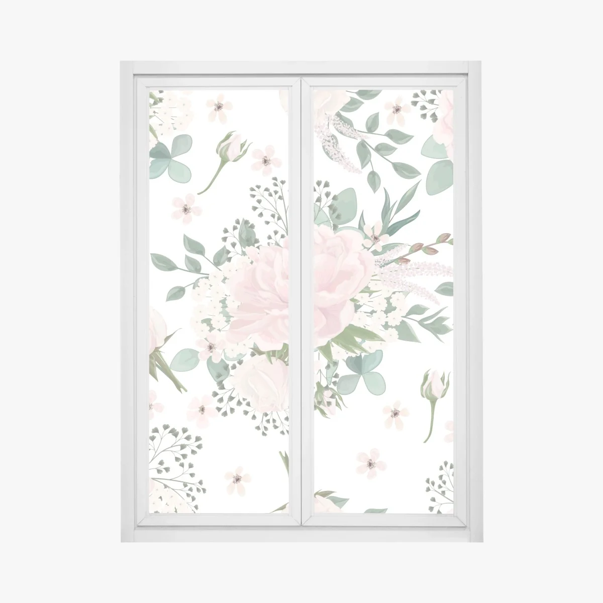 Naklejka na okno delikatny różowy wzór peonii – Wallissimo® Naklejka na okno delikatny różowy wzór peonii – Wallissimo®