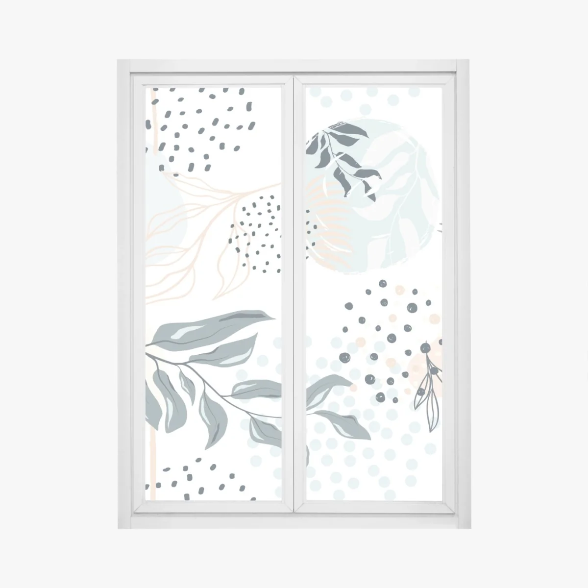 Naklejka na okno pastelowy botaniczny wzór abstrakcyjny – Wallissimo®