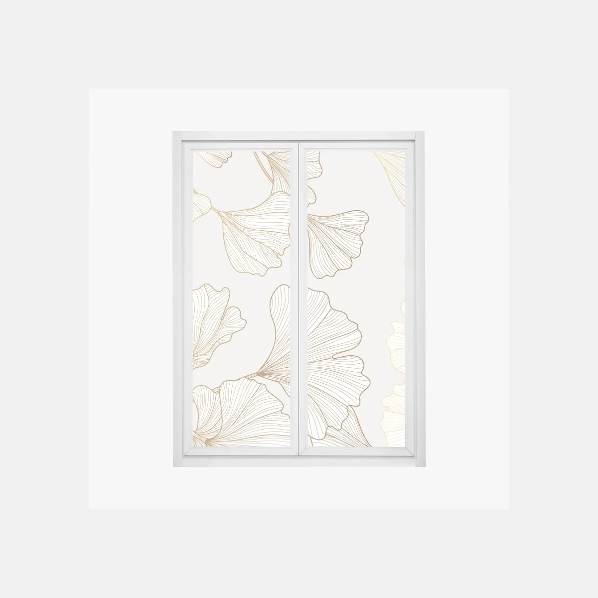 Naklejka na okno delikatny złoty wzór miłorzębu – Wallissimo® Naklejka na okno delikatny złoty wzór miłorzębu – Wallissimo®