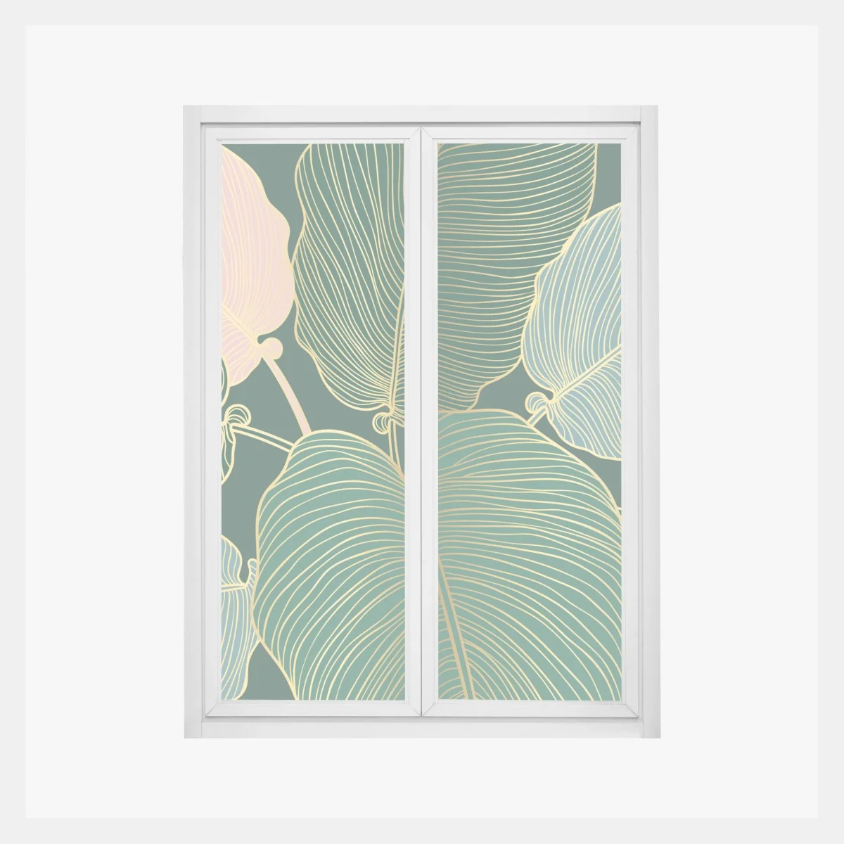 Naklejka na okno złote tropikalne liście – Wallissimo® Naklejka na okno złote tropikalne liście – Wallissimo®