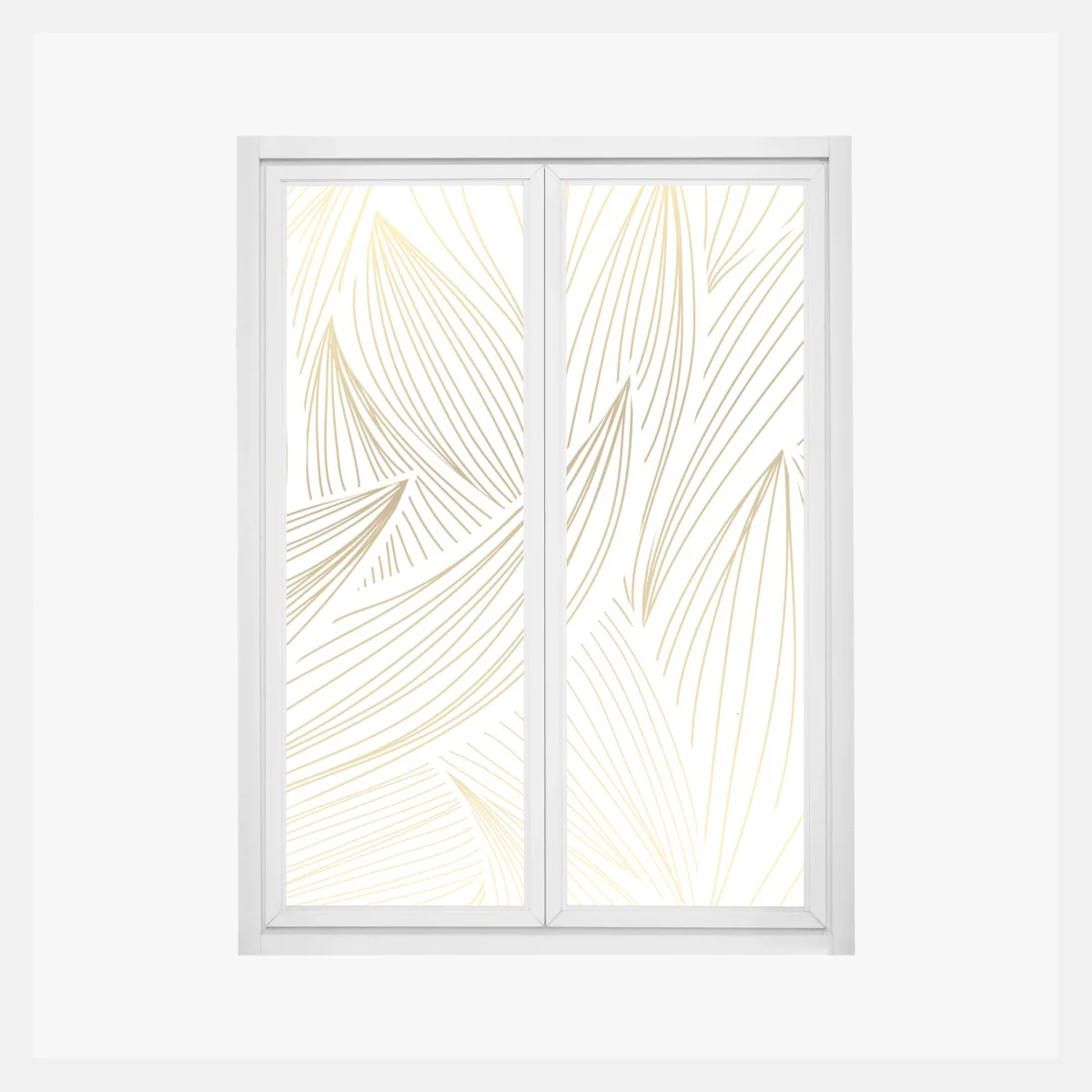 Naklejka na okno złote liście w liniowej grafice – Wallissimo® Naklejka na okno złote liście w liniowej grafice – Wallissimo®