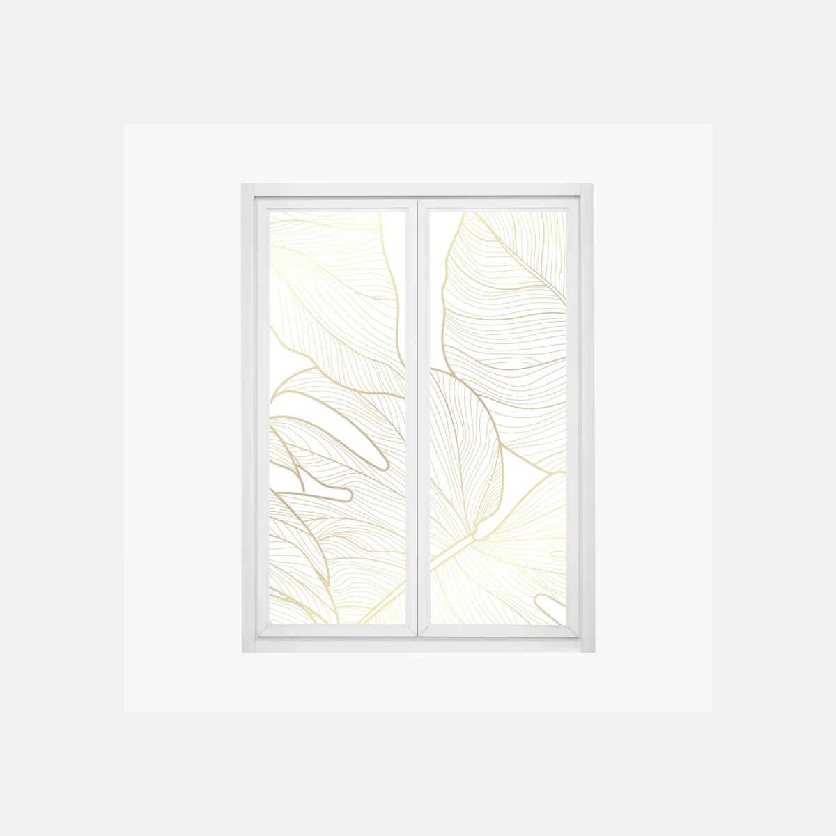 Naklejka na okno złote botaniczne rysunki liści – Wallissimo®