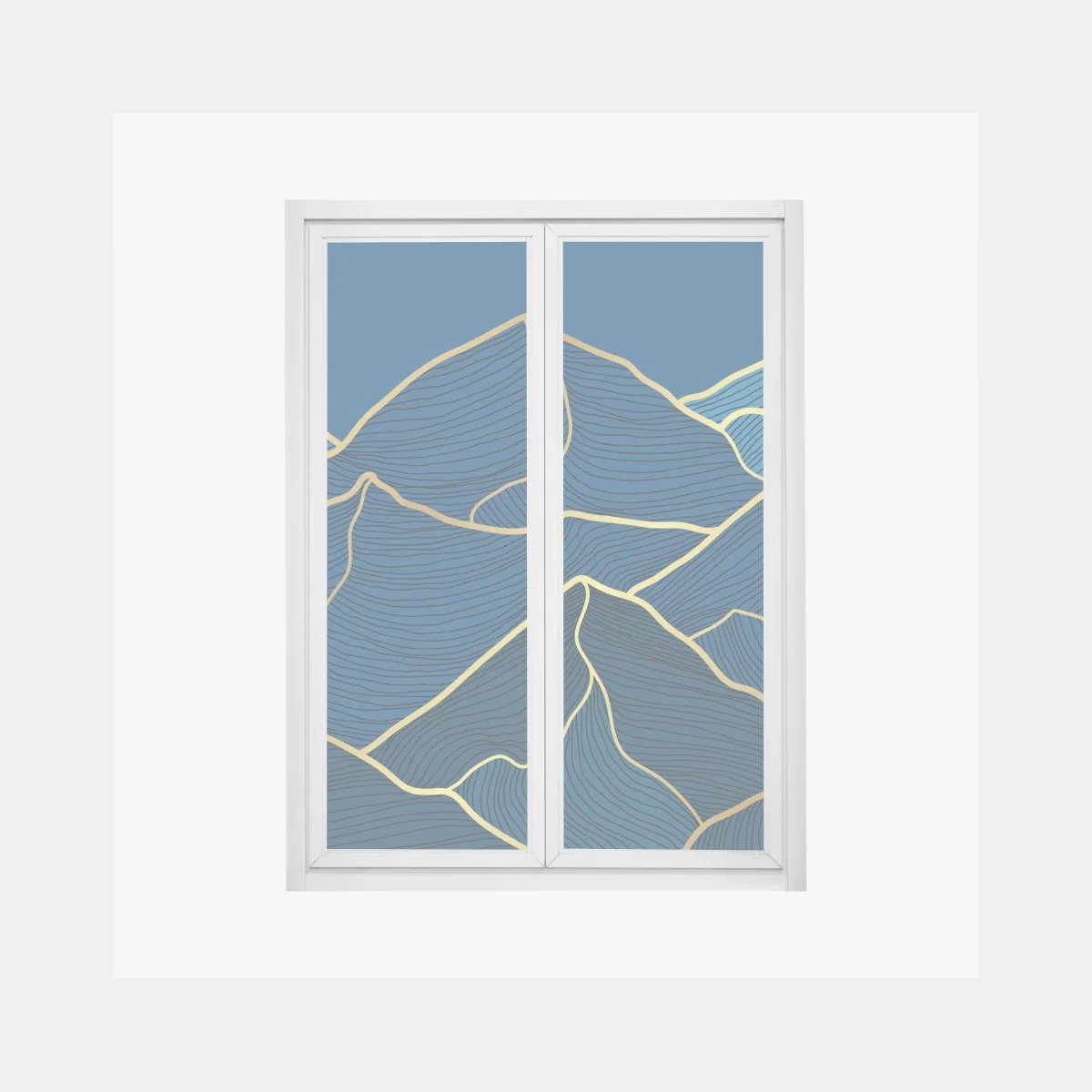 Naklejka na okno złote linie górskie na granatowym tle – Wallissimo® Naklejka na okno złote linie górskie na granatowym tle – Wallissimo®