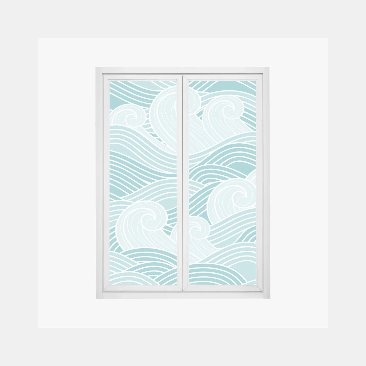 Naklejka na okno spokojny turkusowy wzór fal – Wallissimo® Naklejka na okno spokojny turkusowy wzór fal – Wallissimo®