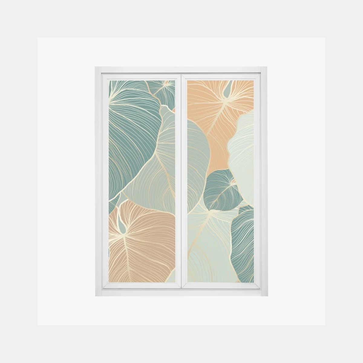 Naklejka na okno turkusowy i złoty botaniczny wzór liści – Wallissimo® Naklejka na okno turkusowy i złoty botaniczny wzór liści – Wallissimo®
