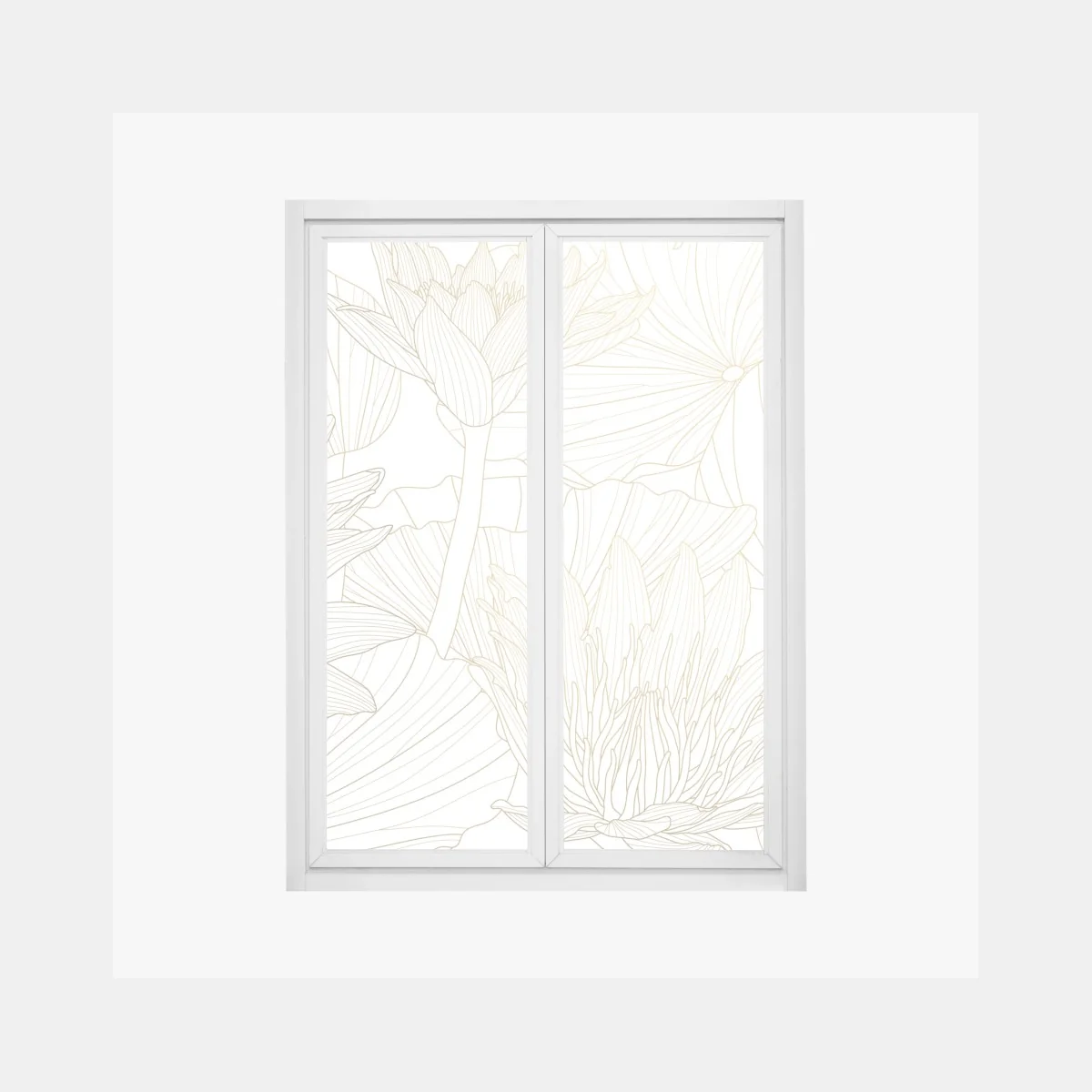 Naklejka na okno delikatny złoty rysunek kwiatowy – Wallissimo® Naklejka na okno delikatny złoty rysunek kwiatowy – Wallissimo®