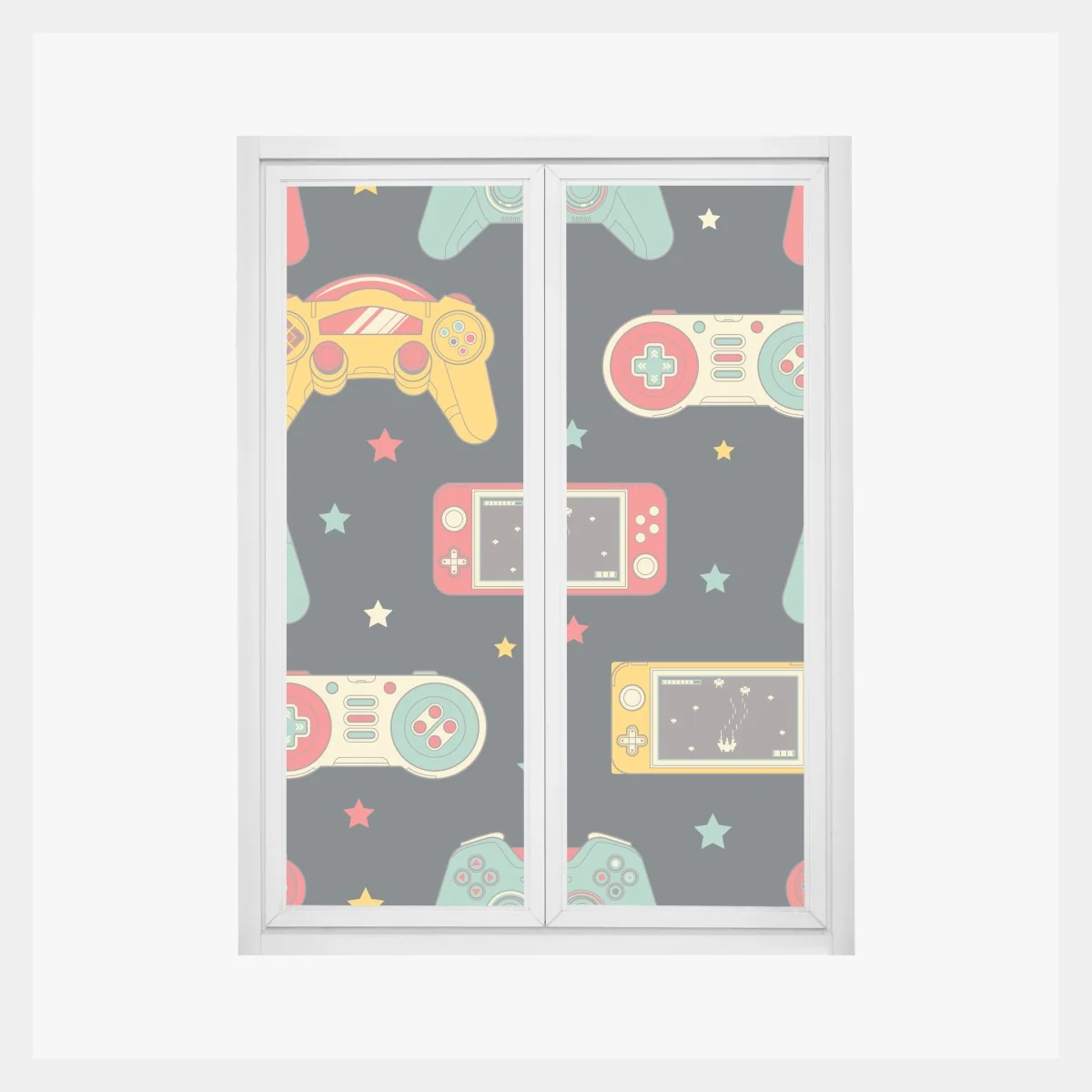 Naklejka na okno wzór retro padów do gier – Wallissimo® Naklejka na okno wzór retro padów do gier – Wallissimo®