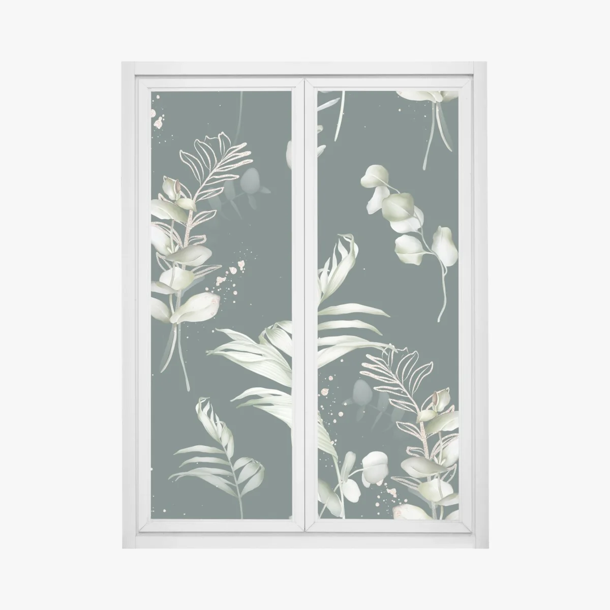 Naklejka na okno wzór eukaliptusa ze złotymi akcentami – Wallissimo® Naklejka na okno wzór eukaliptusa ze złotymi akcentami – Wallissimo®