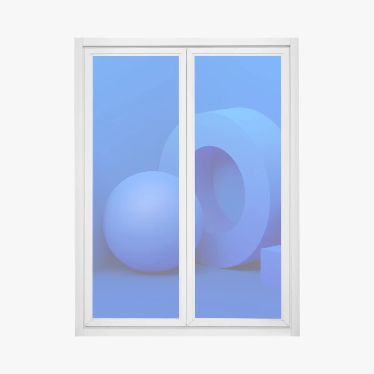 Naklejka na okno niebieska geometryczna kompozycja 3d – Wallissimo® Naklejka na okno niebieska geometryczna kompozycja 3d – Wallissimo®