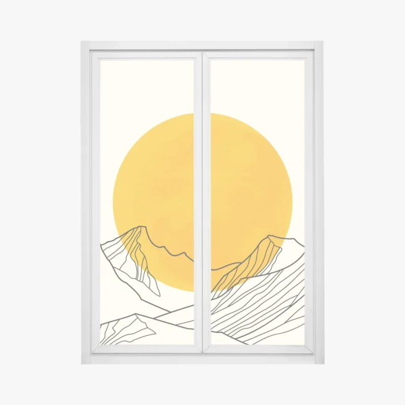 Naklejka na okno góra lodowa i odbicia gór w turkusowej wodzie – Wallissimo®