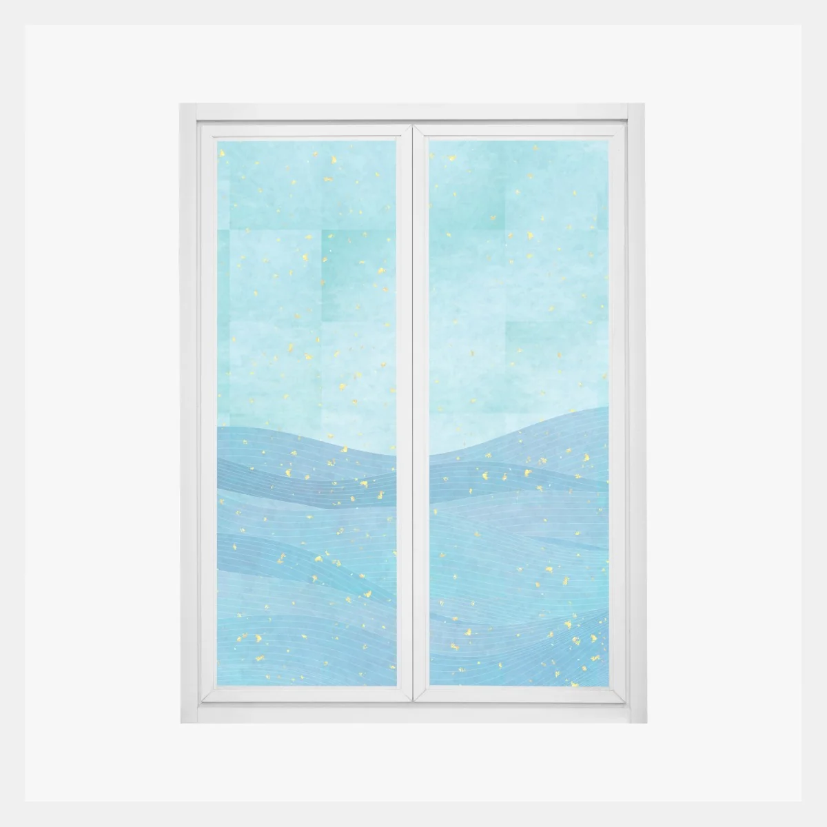 Naklejka na okno turkusowe fale abstrakcyjna kompozycja – Wallissimo® Naklejka na okno turkusowe fale abstrakcyjna kompozycja – Wallissimo®