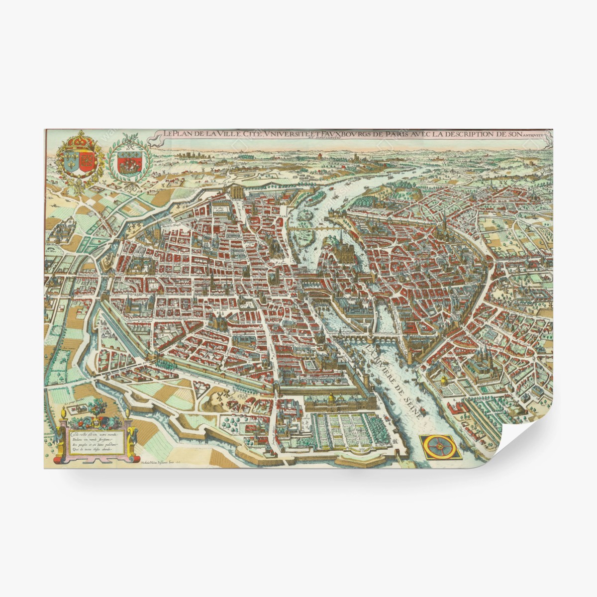Fototapeta zabytkowa mapa miasta Paryż – Wallissimo® Fototapeta zabytkowa mapa miasta Paryż – Wallissimo®