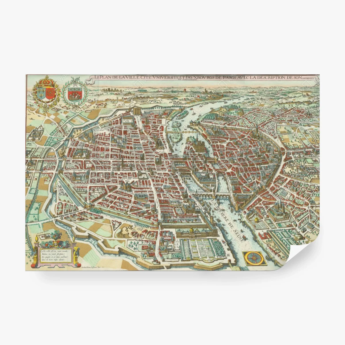 Fototapeta zabytkowa mapa miasta Paryż – Wallissimo®