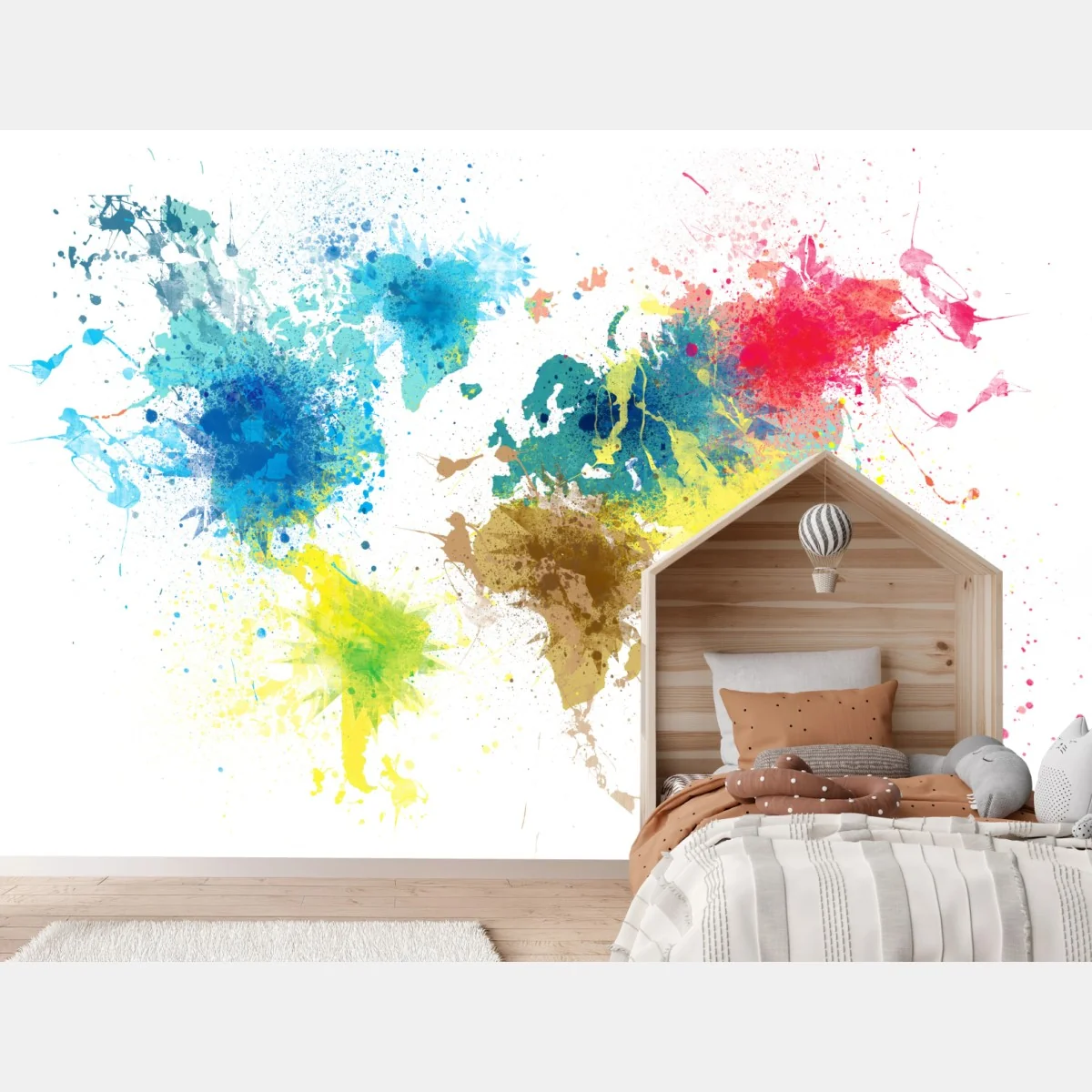 Fototapeta kolorowa mapa świata z plamami farby – Wallissimo® Fototapeta kolorowa mapa świata z plamami farby – Wallissimo®