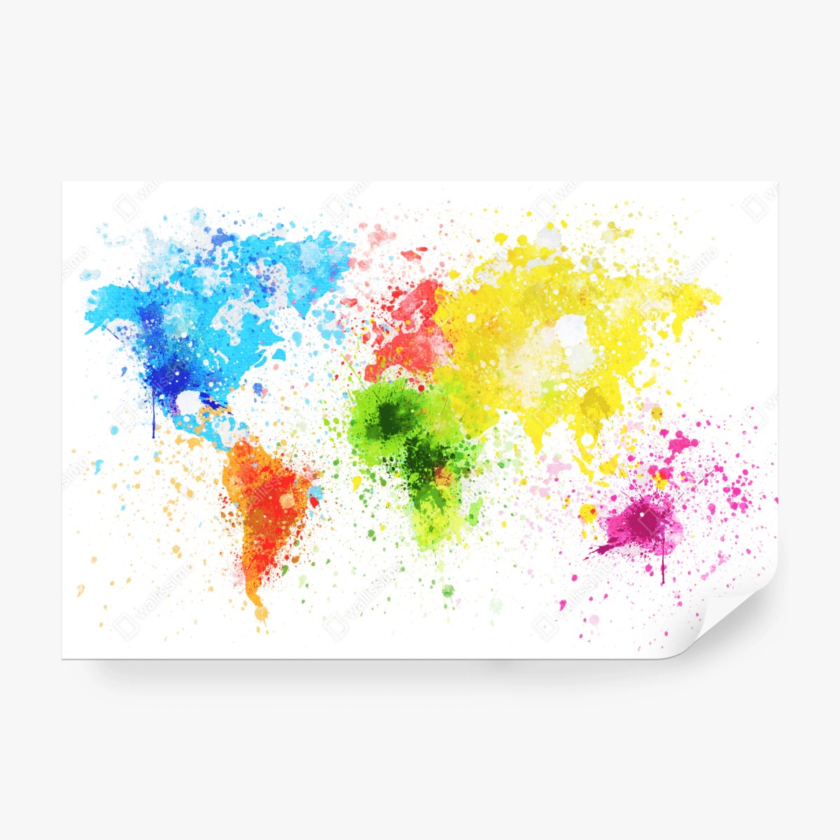 Fototapeta kolorowa akwarelowa mapa świata – Wallissimo® Fototapeta kolorowa akwarelowa mapa świata – Wallissimo®