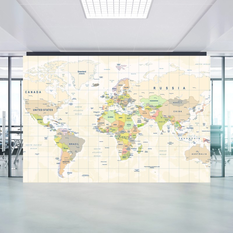 Fototapeta vintage mapa świata w pastelowych kolorach – Wallissimo® Fototapeta vintage mapa świata w pastelowych kolorach – Wallissimo®