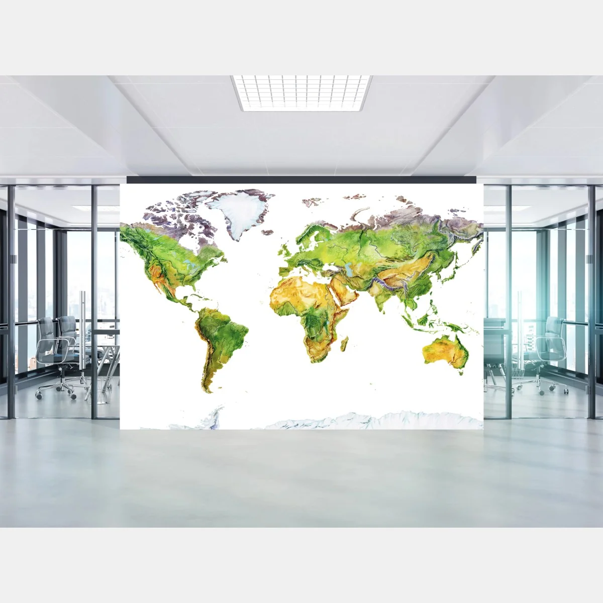 Fototapeta akwarelowa mapa fizyczna świata – Wallissimo® Fototapeta akwarelowa mapa fizyczna świata – Wallissimo®