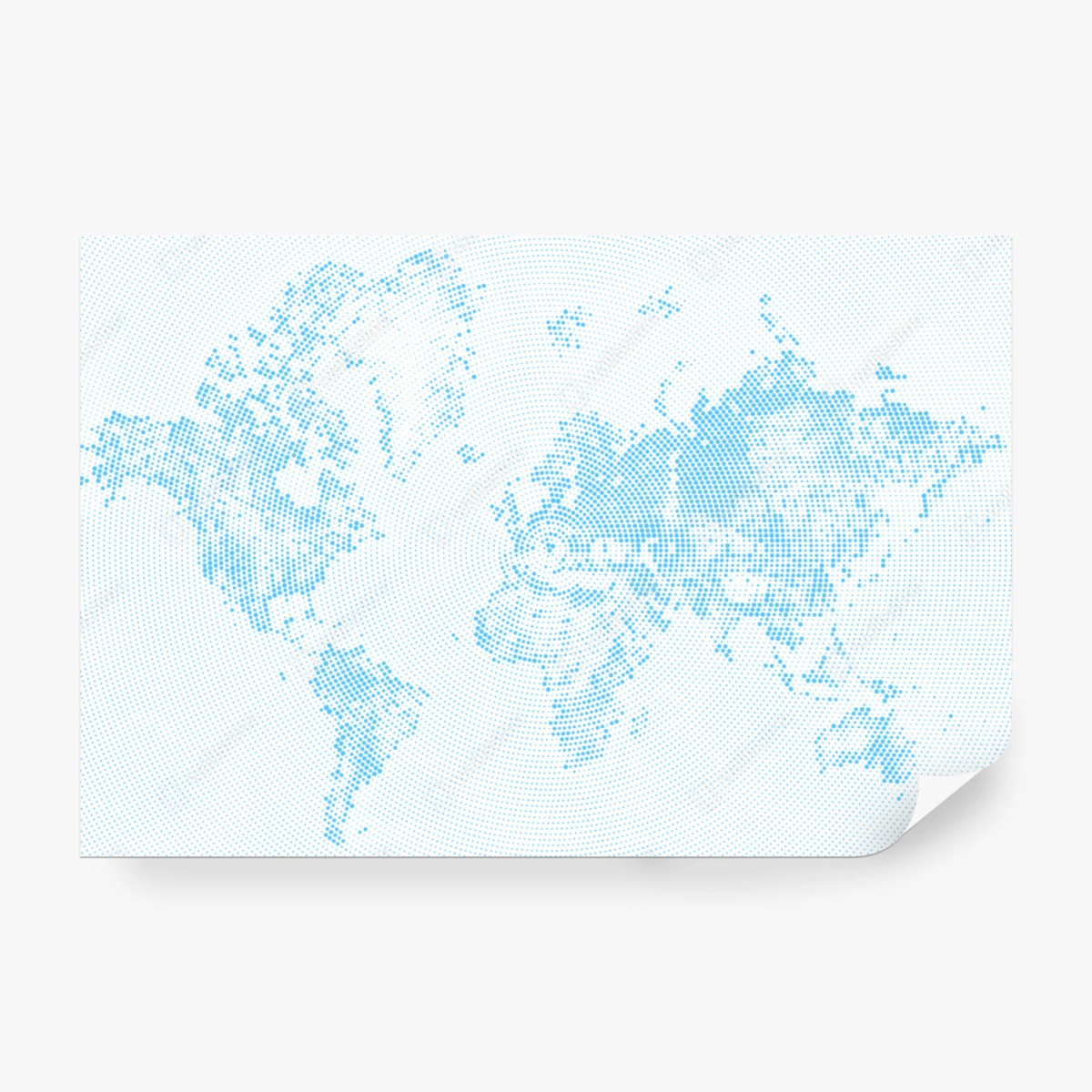 Fototapeta turkusowa mapa świata w stylu półtonowym – Wallissimo®