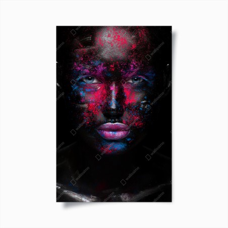 Plakat dramatyczny neonowy portret twarzy – Wallissimo®