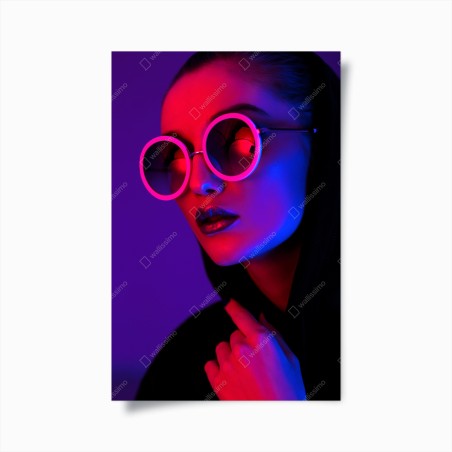 Plakat neonowy portret w różu i niebieskim – Wallissimo®