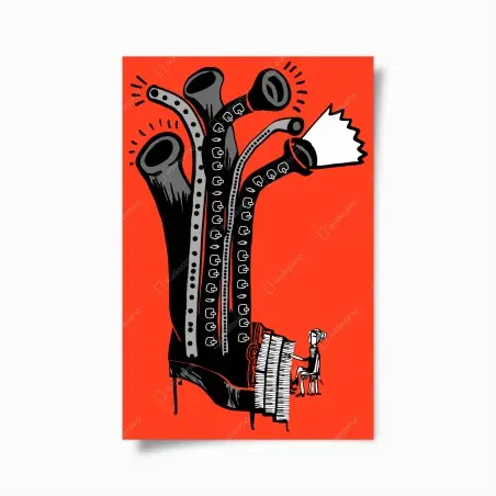 Plakat surrealistyczny fortepianowy but – Wallissimo®