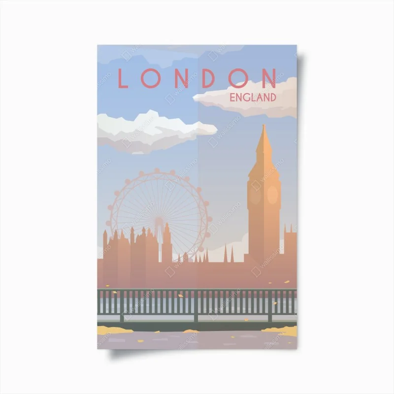 Plakat Londyn panorama w pastelowych tonach