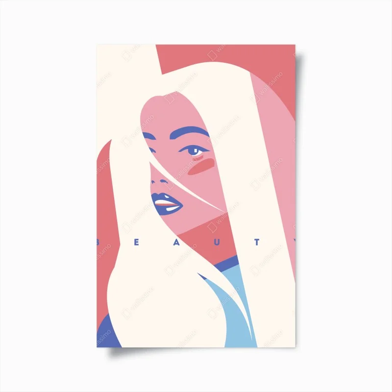 Plakat pastelowy pop-artowy portret piękna