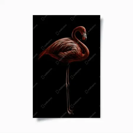 Plakat elegancki czerwony flaming na czarnym tle – Wallissimo®