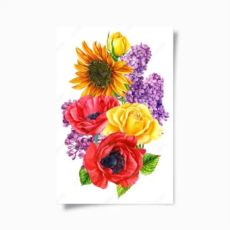 Plakat kolorowy akwarelowy bukiet kwiatów – Wallissimo®