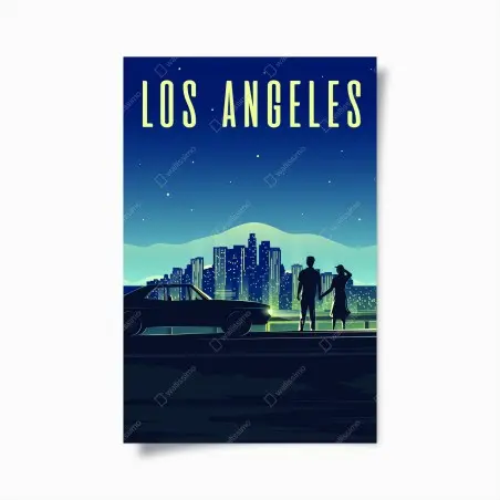 Plakat Los Angeles nocna panorama – Wallissimo®