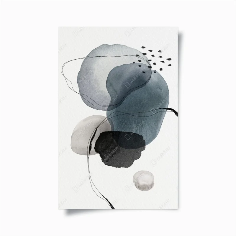 Plakat spokojne niebieskie akwarelowe kule